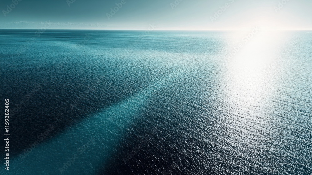Poster expansive view of the ocean with gentle waves and sunlight creating a shimmering effect on the water