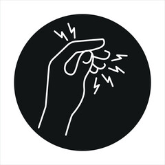 Pinches fingers injury line color icon. Household injuries sign for web page