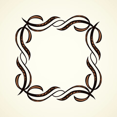 Old cute romantic book ribbon bow swirly tag swoosh element isolated on white paper card backdrop. Freehand black ink pen outline drawn curly corner sketchy in artistic rustic curlicue scrawl style