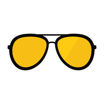 yellow aviator sunglasses vector design, a bold vector illustration of aviator sunglasses with bright yellow lenses and a black frame, isolated on a white background.
