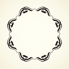 Old cute romantic book ribbon bow swirly tag swoosh element isolated on white paper card backdrop. Freehand black ink pen outline drawn curly corner sketchy in artistic rustic curlicue scrawl style