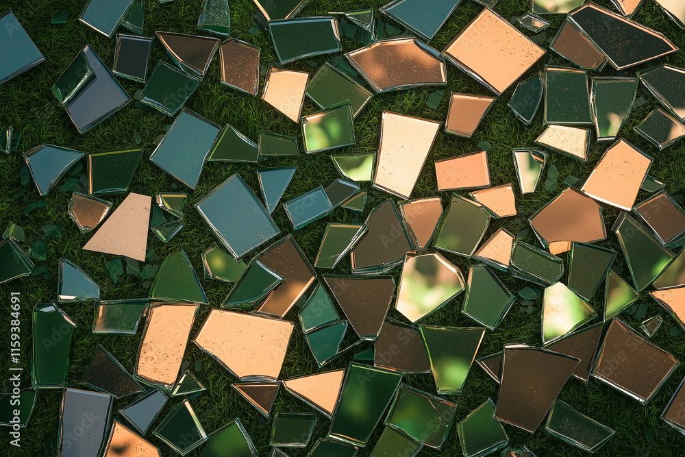 Poster a mosaic of broken mirrors reflecting a kaleidoscope of colors