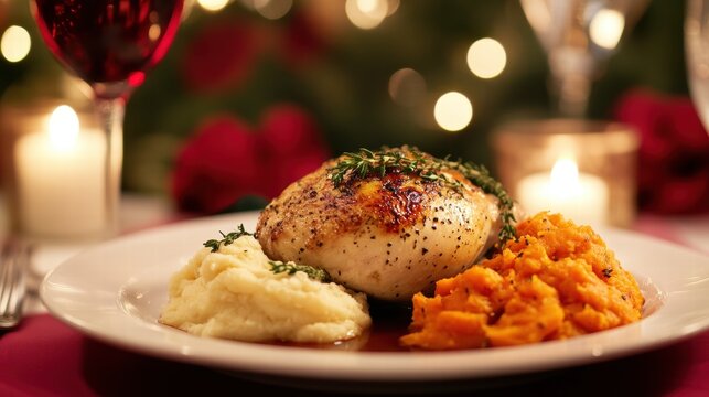 Romantic valentine's day dining experience with roasted cornish game hen cozy restaurant setting intimate ambiance