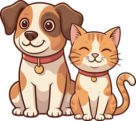 a cat and a dog are sitting next to each other.