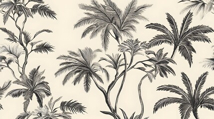 Elegant Monochrome Palm Tree Pattern Design