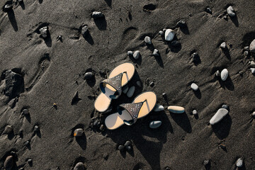 A close-up of the black beach during sunset in Tarajalejo
 In the Canary Islands, Spain 
