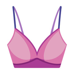 pink and purple bralette with straps, vector illustration of a pink and purple bralette featuring thin double straps and a v-neck design, ideal for fashion concepts.
