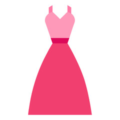 Pink Formal Dress with Straps Illustration, Minimalist vector illustration of a pink formal dress with straps and a fitted waist, ideal for fashion or retail designs.
