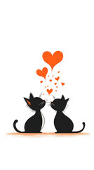 two cartoon cats gazing lovingly at each other heart shaped bubbles floating above