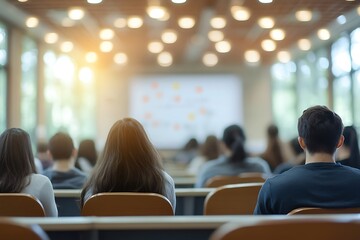 Students in a college lecture hall meeting