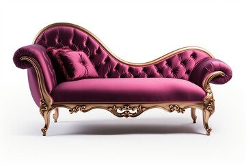 An elegant vintage chaise lounge in rich purple velvet, perfect for adding luxury to any living space.