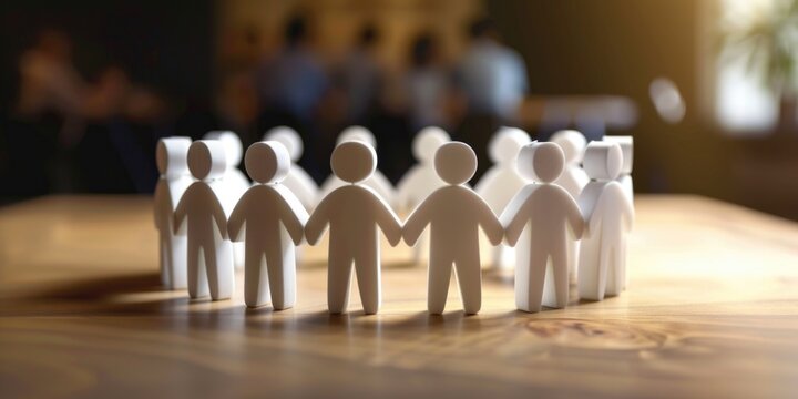 Group of people holding hands in a circle. Concept of unity and togetherness
