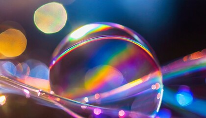 detalhe bolha abstrata reflexiva com cores vibrantes iridescentes - Generated image