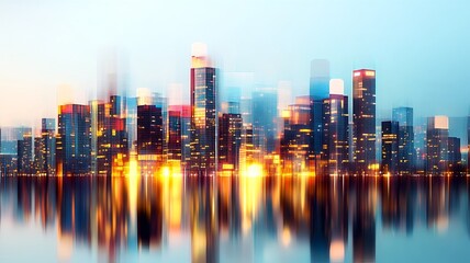 Fototapeta premium Pixelated Urban Chaos Digital Noise and Fragmented Reflections in a Captivating Cityscape