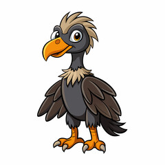 Black Vulture cartoon isolated on white