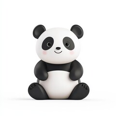 Fototapeta premium a playful panda cartoon, animal character, 3D illustration, vibrant and glossy, isolated on white background