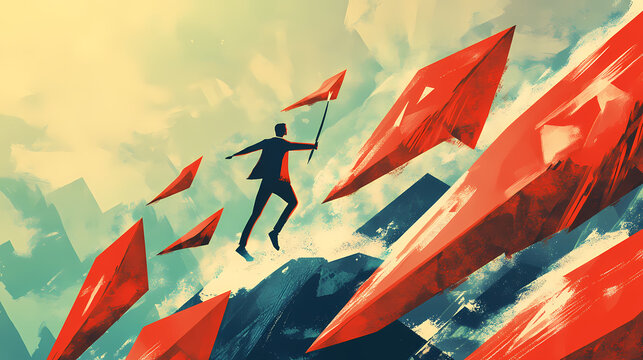 Graficos con simbolos de flechas hacia arriba en crecimiento exito empresarial progreso en los negocios grafica de progreso empresarial. Bracken. Illustration