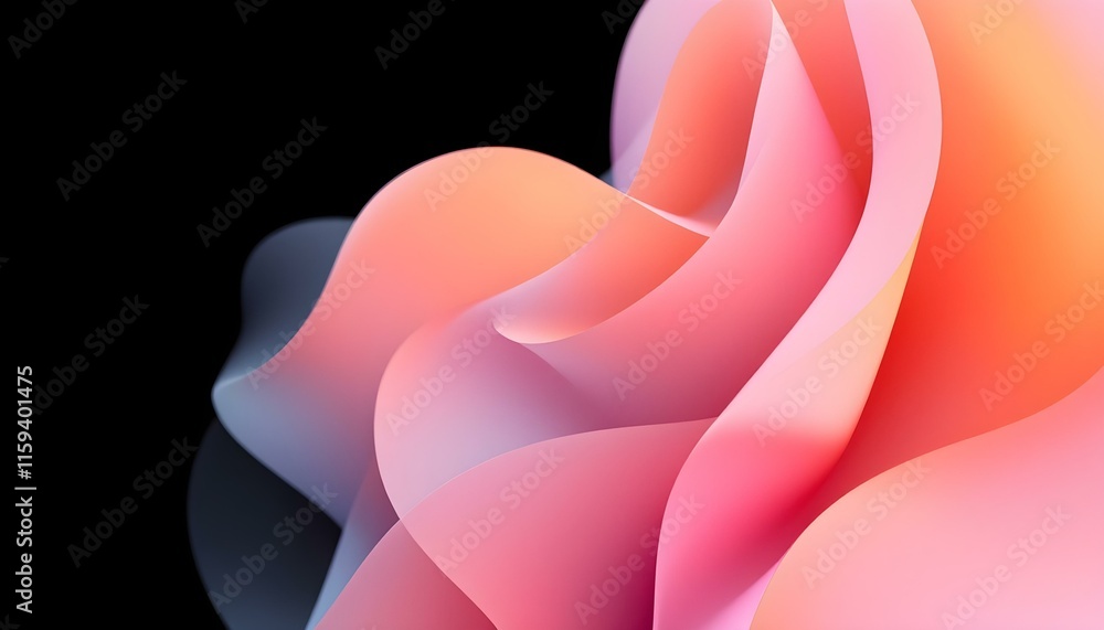 Poster 3d render, abstract colorful background illuminated with colorful neon light. glowing curvy line. ab