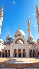 Obraz premium illustration of amazing architecture design of muslim mosque 