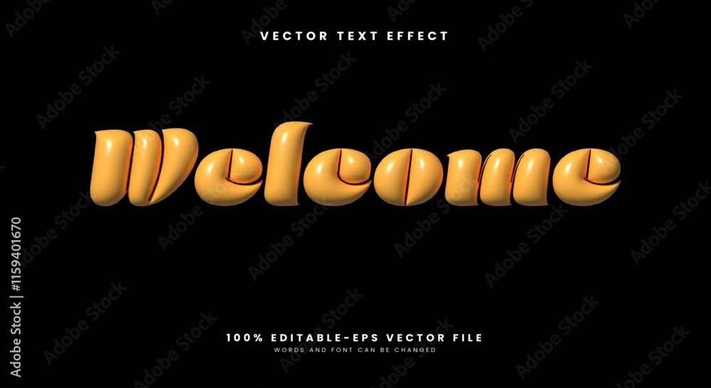 Poster welcome 3d inflated style editable text effect template
