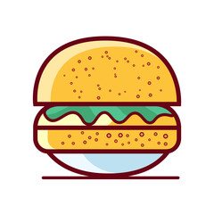 Delicious hamburger. Vector flat