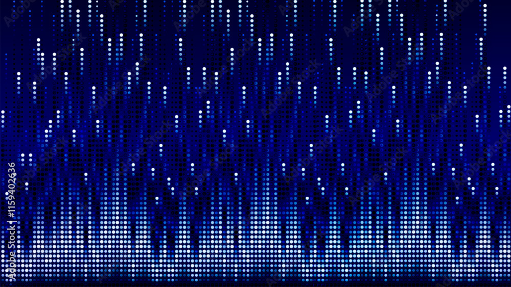Poster big data flow dots particles. digital equalizer music beat . science technology background vector