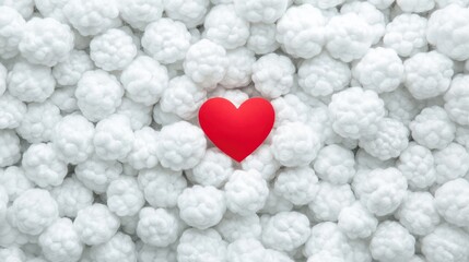 Obraz premium Heart Shape on White Cotton Balls Background for Creative Concepts