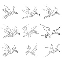 Pteranodon coloring page. Cute flat dinosaur isolated on white background © firoz