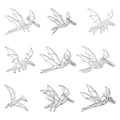 Pteranodon coloring page. Cute flat dinosaur isolated on white background © firoz