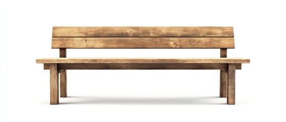 Rustic wooden park bench isolated on white background. (1)