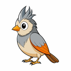 Cartoon Tufted Titmouse Vector Illustration with White Background – Fun and Colorful Design