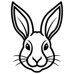 Detailed Rabbit Logo in Line Art Style – Black and White on White Background