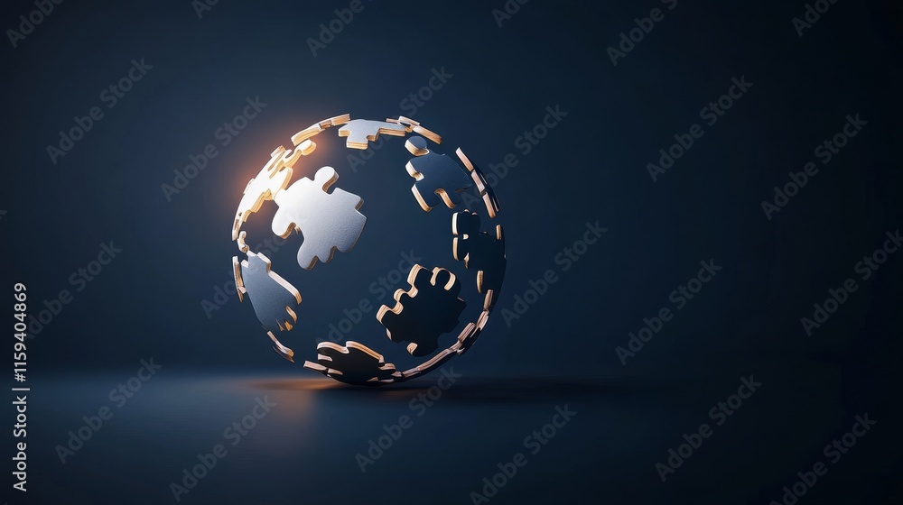 Aufkleber abstract 3d puzzle globe symbolizing global connectivity and collaboration in a modern digital world