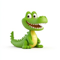 Naklejka premium a smiling crocodile cartoon, animal character, 3D illustration, colorful and jolly, isolated on white background