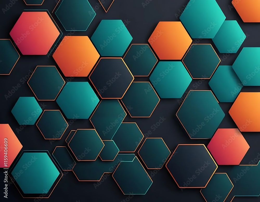 Poster abstract hexagon pattern colorful geometric design