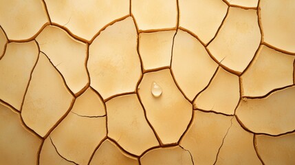 Dry Cracked Soil with a Single Water Drop on Surface