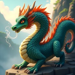 Fototapeta premium Majestic Dragon in a Fantasy Realm Picture, chinese dragon statue.