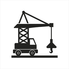 Mobile Crane Vector Icon Minimalist Silhouette Clipart