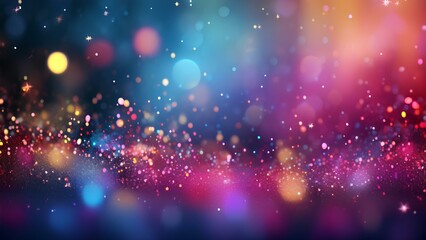 Background texture for flyers and digital designs. Sparkling confetti and gradient background for advertising posters. Bright and festive atmosphere.