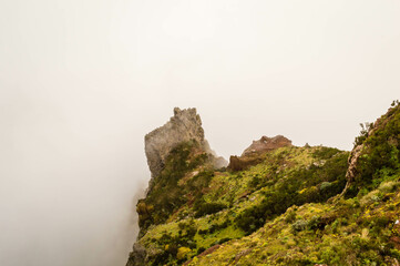 Madeira hike Pico do Areeiro to Pico Ruivo majestic landscape above the clouds panorama with beautiful mountain peaks