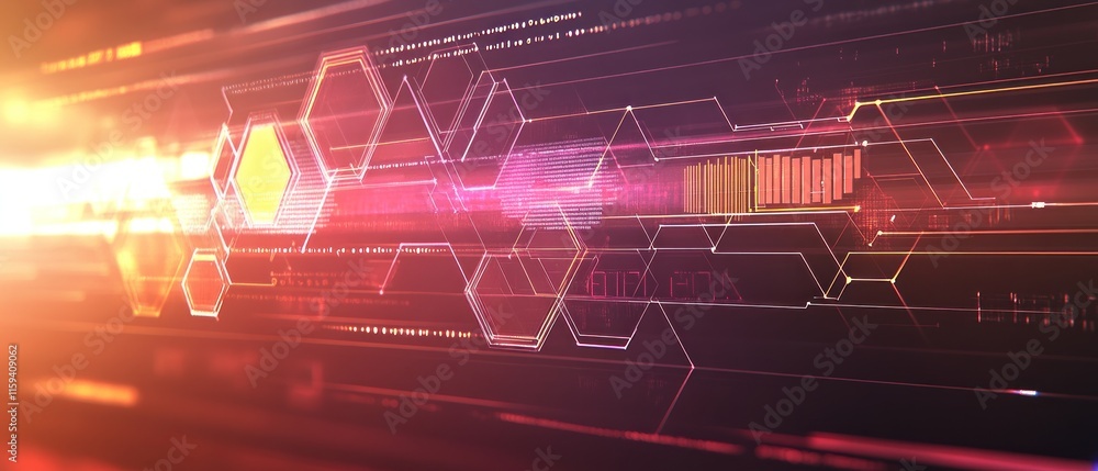 Aufkleber abstract digital network hexagon technology background