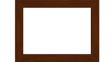 A high-resolution image of an empty brown wooden frame, isolated on a transparent background, showcasing realistic grain and a smooth finish, perfect for photo displays or artwork.