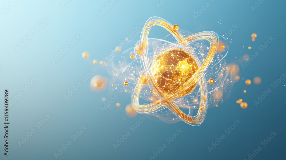 Aufkleber bohr model, a digital display of the bohr model representing a gold atom, highlighting atomic struct
