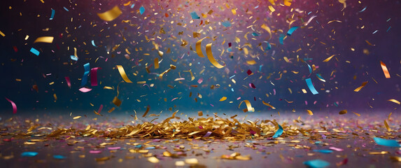 Vibrant and colorful illustration featuring a dynamic display of confetti.