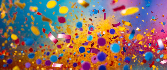Vibrant and dynamic abstract illustration of colorful confetti.