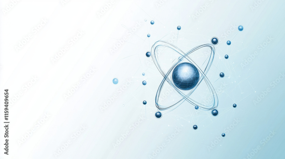 Poster bohr model, a visual representation of an iron atom using the bohr model, showcasing its structure a
