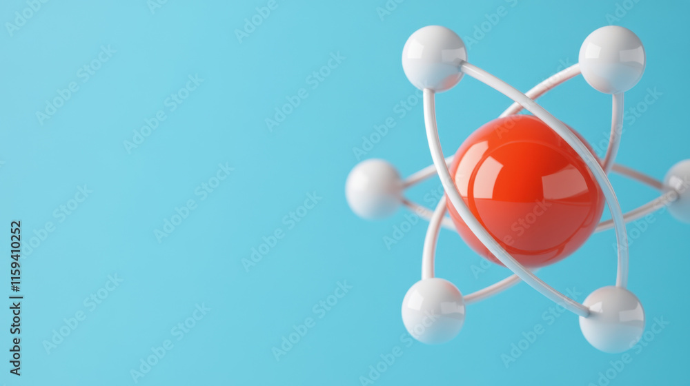 Poster bohr model, a close-up image of a bohr model representing an atom, showcasing its structure and comp