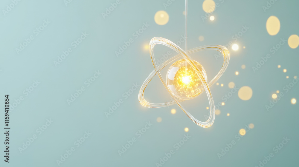 Poster bohr model, a detailed close-up image of a bohr model representing the atomic structure of helium, s