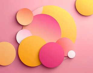 Abstract Pastel Circles on Pink Background