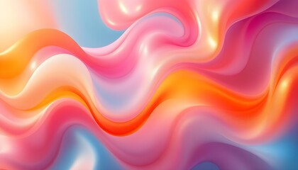 A playful abstract background featuring a mix of pink blue and orange colors with flowing shapes and soft gradients. A vibrant, abstract composition featuring flowing colors of pink, blue, and orange